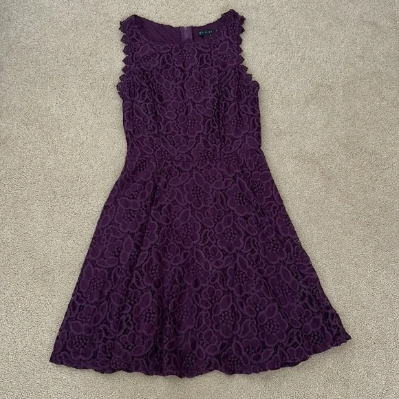 adrianna papell v neck lace dress Adrianna Papell Metallic Lace Gown